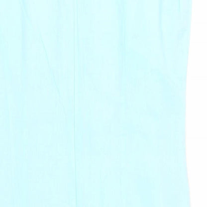 Be Beau Womens Blue Paisley Cotton Shift Size 16 Boat Neck Zip - Lined