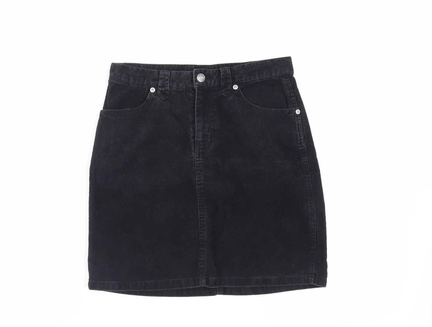 Divided by H&M Womens Black Cotton Mini Skirt Size 6 Zip