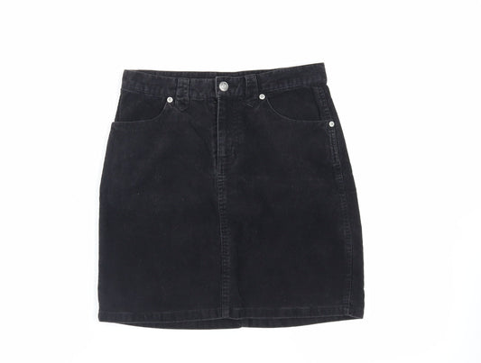 Divided by H&M Womens Black Cotton Mini Skirt Size 6 Zip
