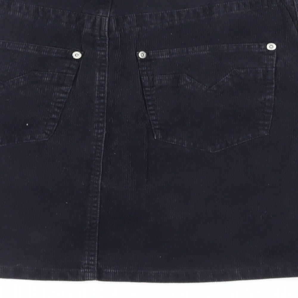 Divided by H&M Womens Black Cotton Mini Skirt Size 6 Zip