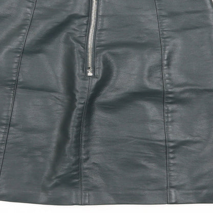 New Look Womens Green Polyurethane Mini Skirt Size 6 Zip - Faux Leather