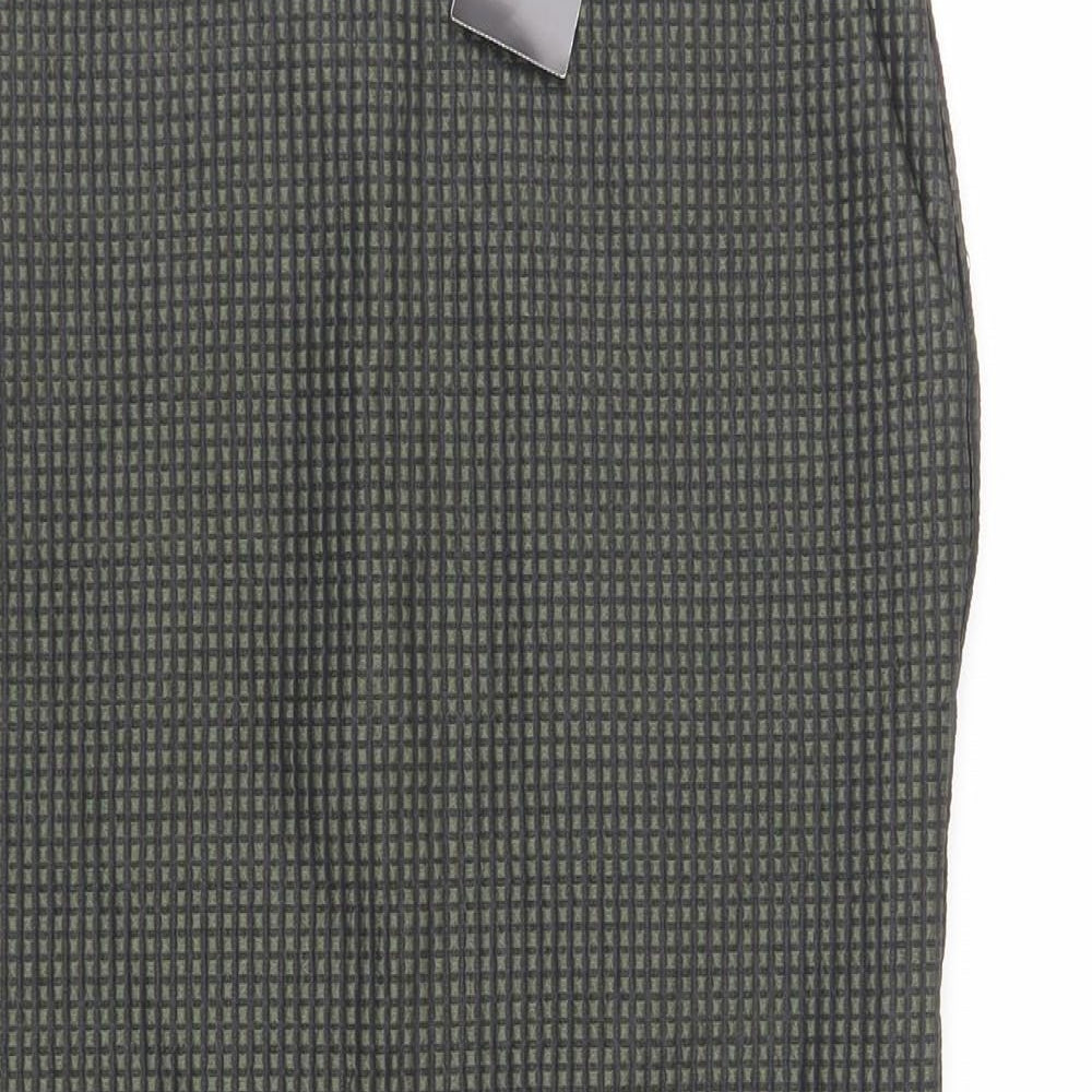 NEXT Womens Green Geometric Polyester Straight & Pencil Skirt Size 8 Zip - Pockets