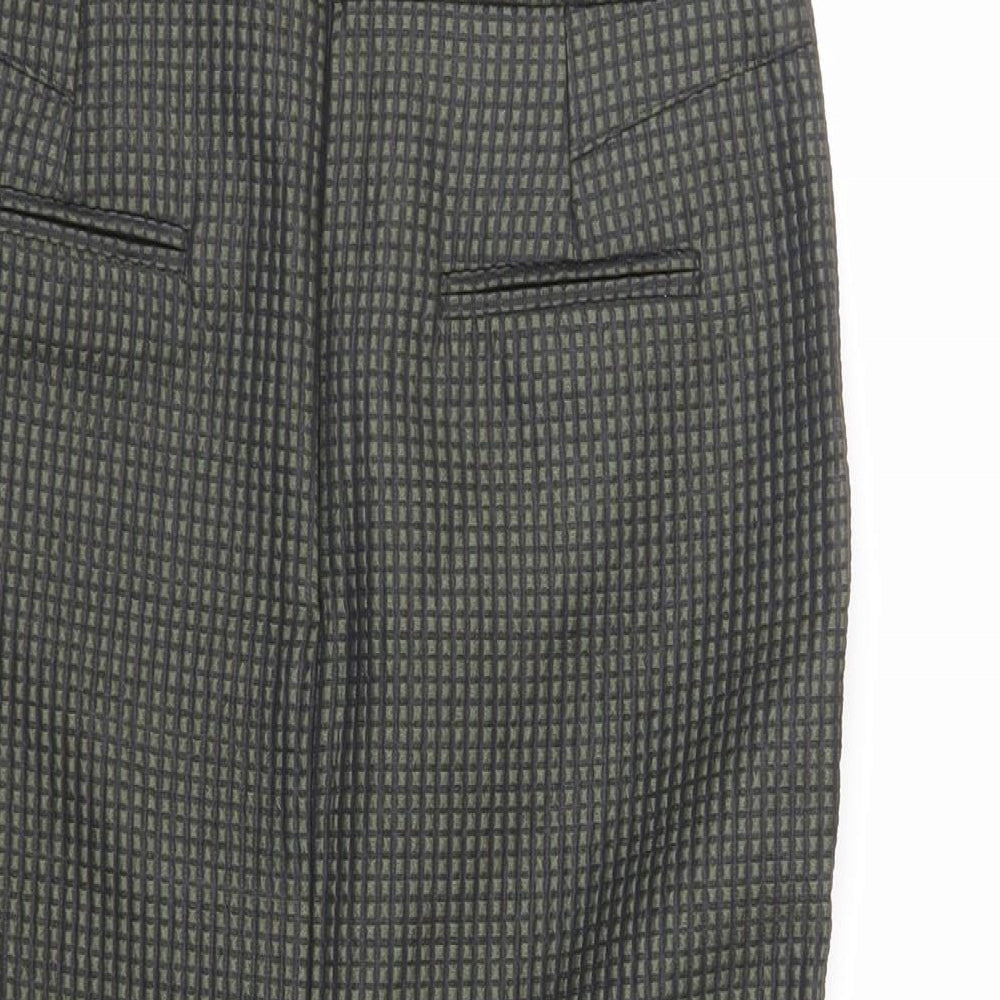 NEXT Womens Green Geometric Polyester Straight & Pencil Skirt Size 8 Zip - Pockets