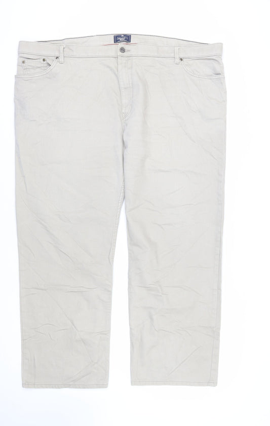 Blue Harbour Mens Beige Cotton Straight Jeans Size 50 in L29 in Regular Zip