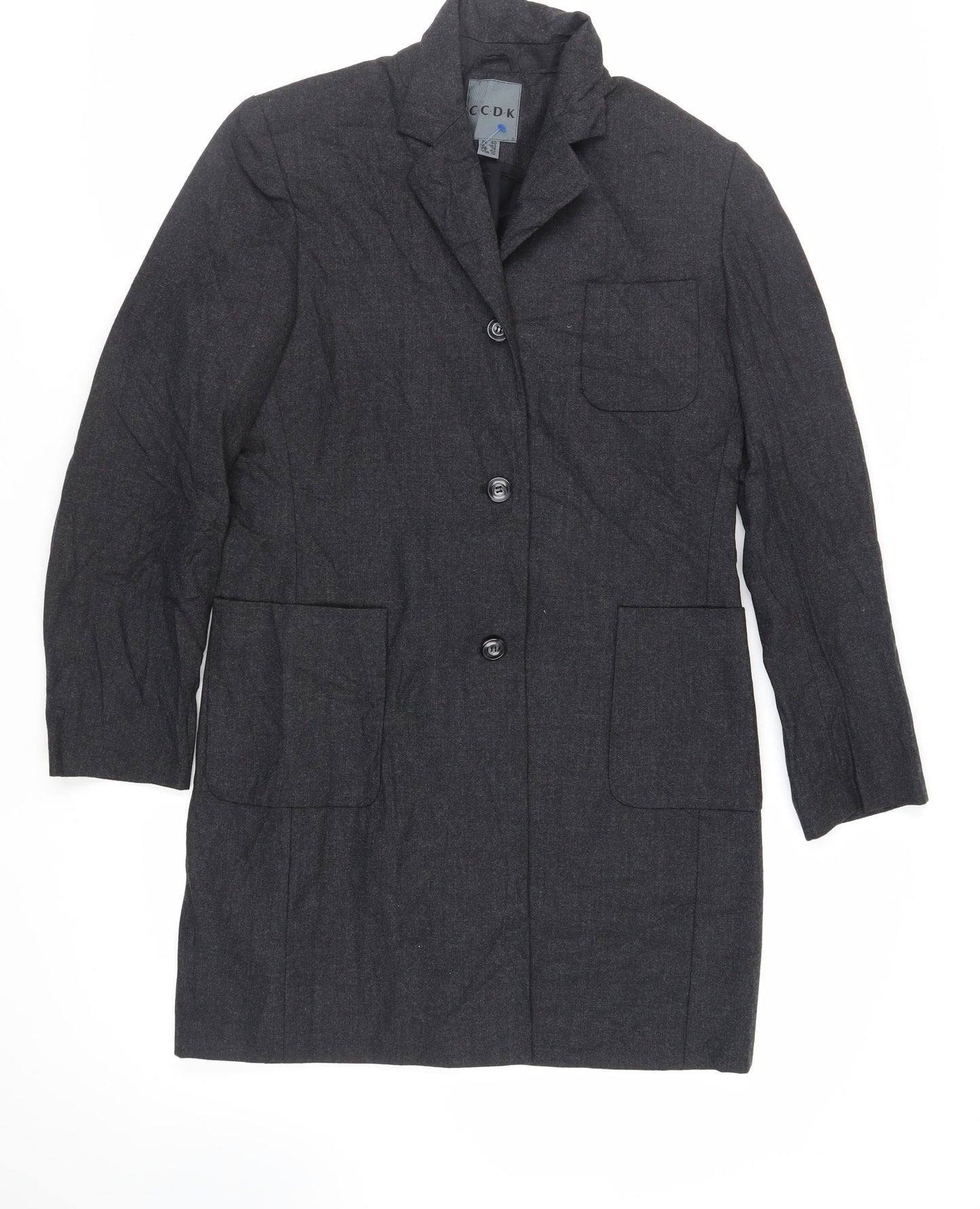 CCDK Womens Grey Overcoat Coat Size 14 Button