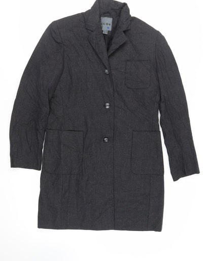 CCDK Womens Grey Overcoat Coat Size 14 Button