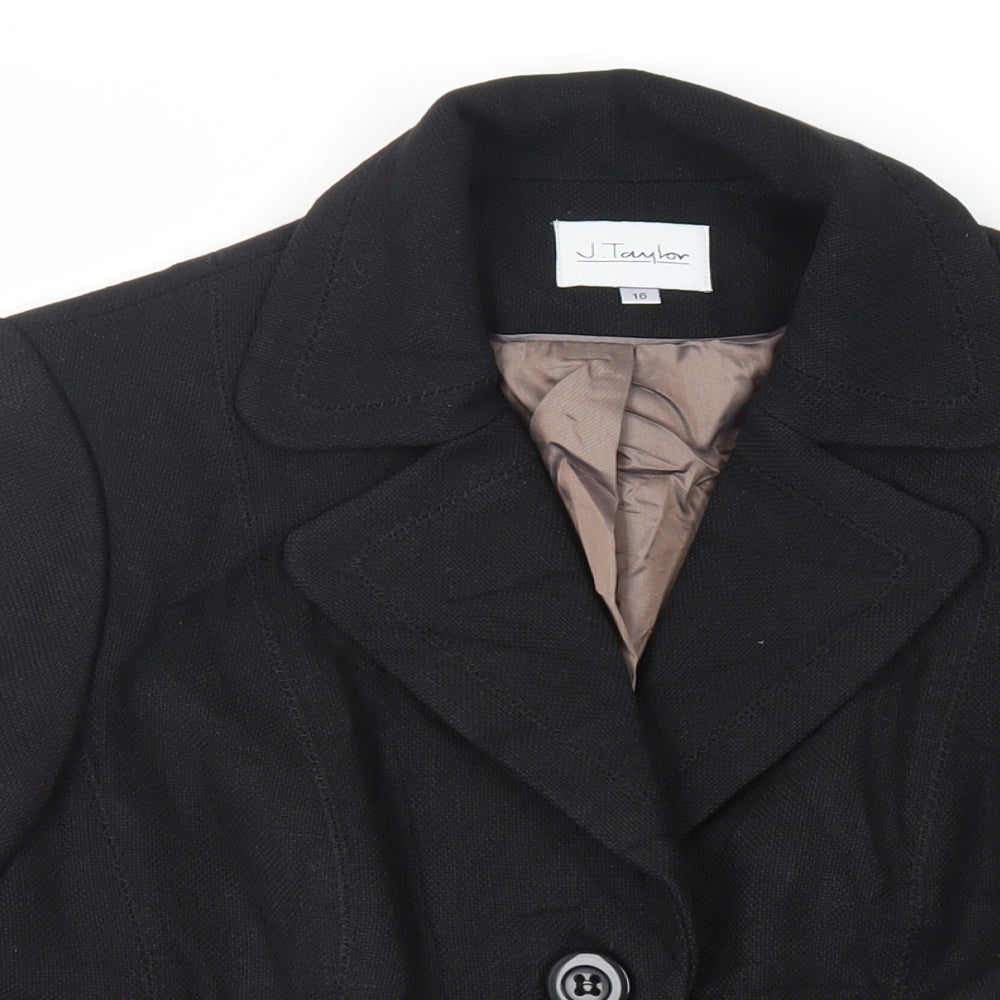 Womens UK Size 16 J.Taylor Black Kimono Coat