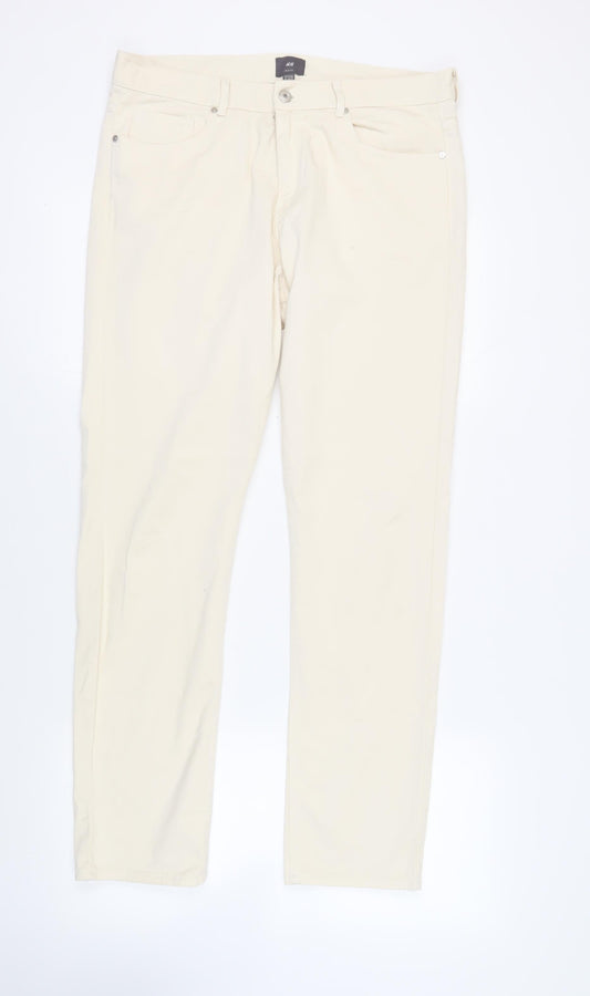 H&M Mens Ivory Cotton Straight Jeans Size 34 in L32 in Regular Zip