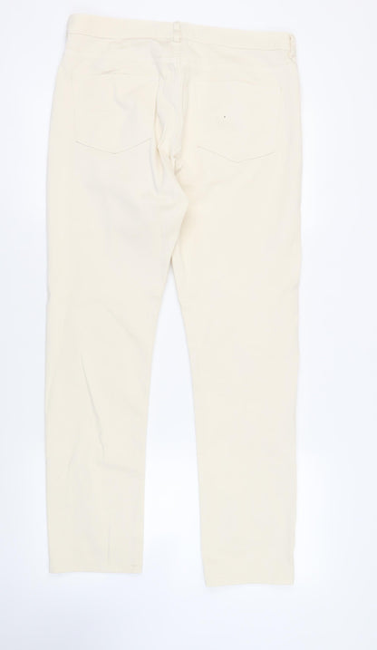 H&M Mens Ivory Cotton Straight Jeans Size 34 in L32 in Regular Zip
