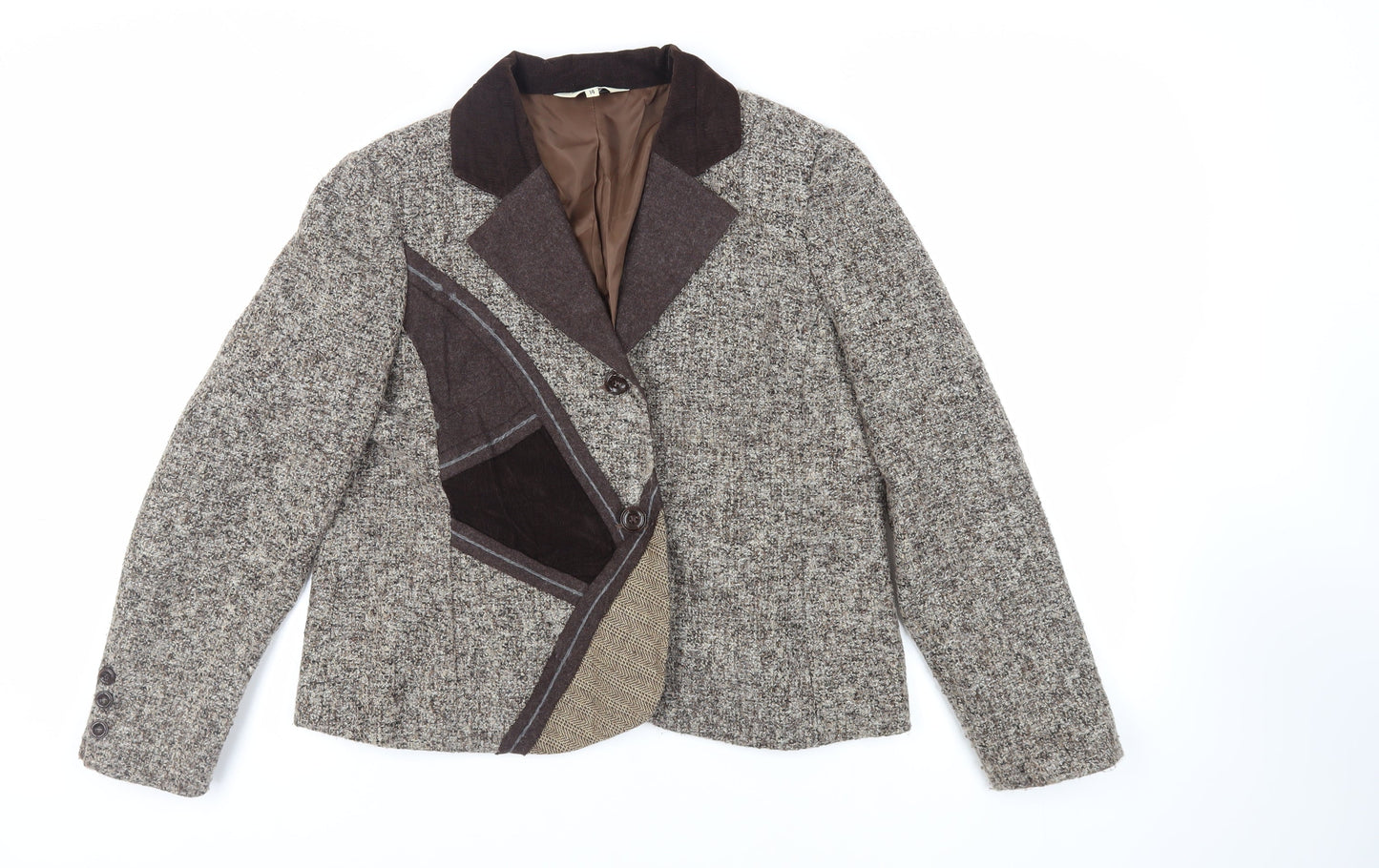 Sapphire Sky Womens Brown Jacket Blazer Size 14 Button - Vintage
