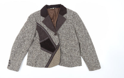 Sapphire Sky Womens Brown Jacket Blazer Size 14 Button - Vintage