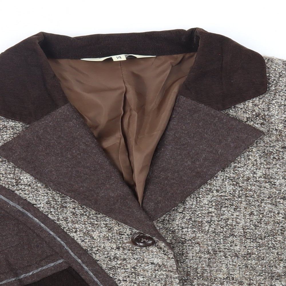 Sapphire Sky Womens Brown Jacket Blazer Size 14 Button - Vintage
