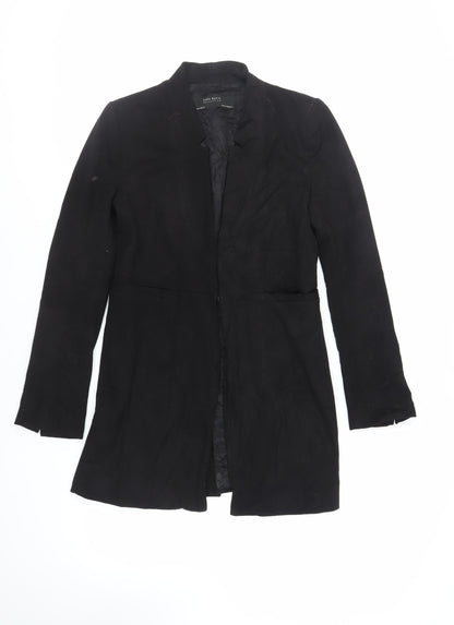 Zara Womens Black Overcoat Coat Size M Hook & Eye
