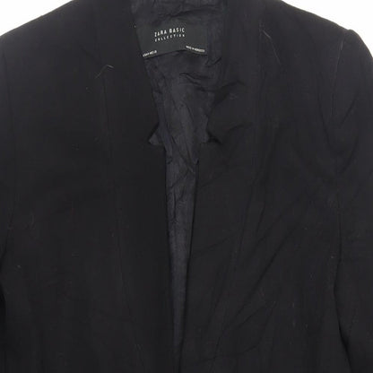 Zara Womens Black Overcoat Coat Size M Hook & Eye