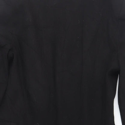 Zara Womens Black Overcoat Coat Size M Hook & Eye