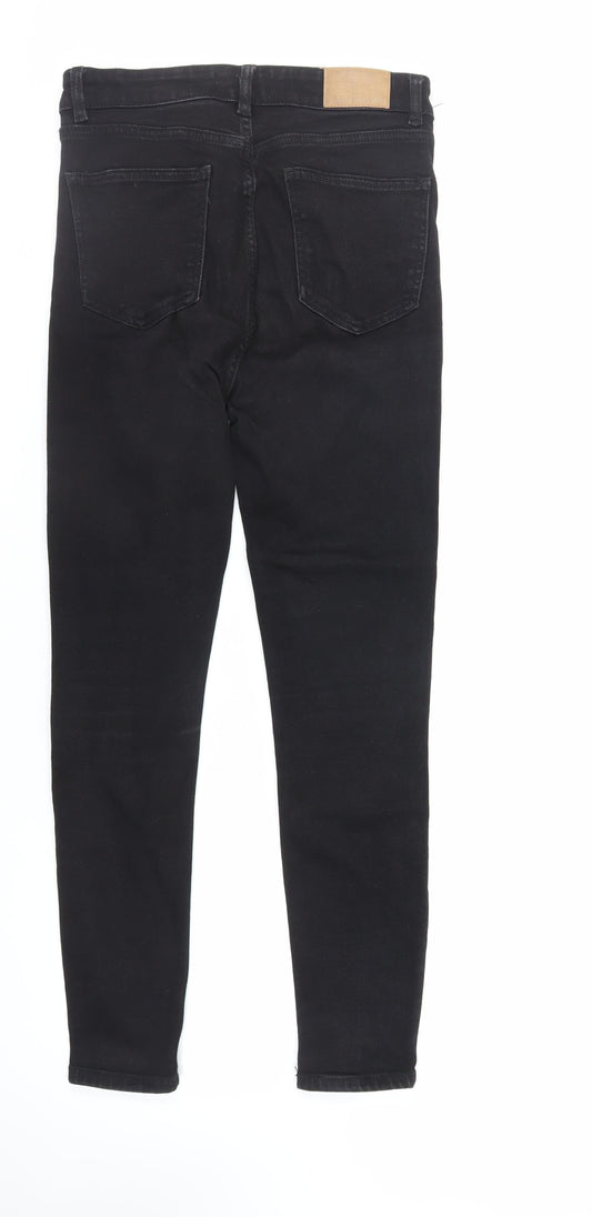 Zara Womens Black Cotton Skinny Jeans Size 10 L29 in Regular Zip