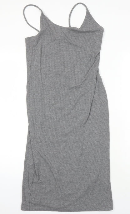 H&M Womens Grey Polyester T-Shirt Dress Size M Round Neck
