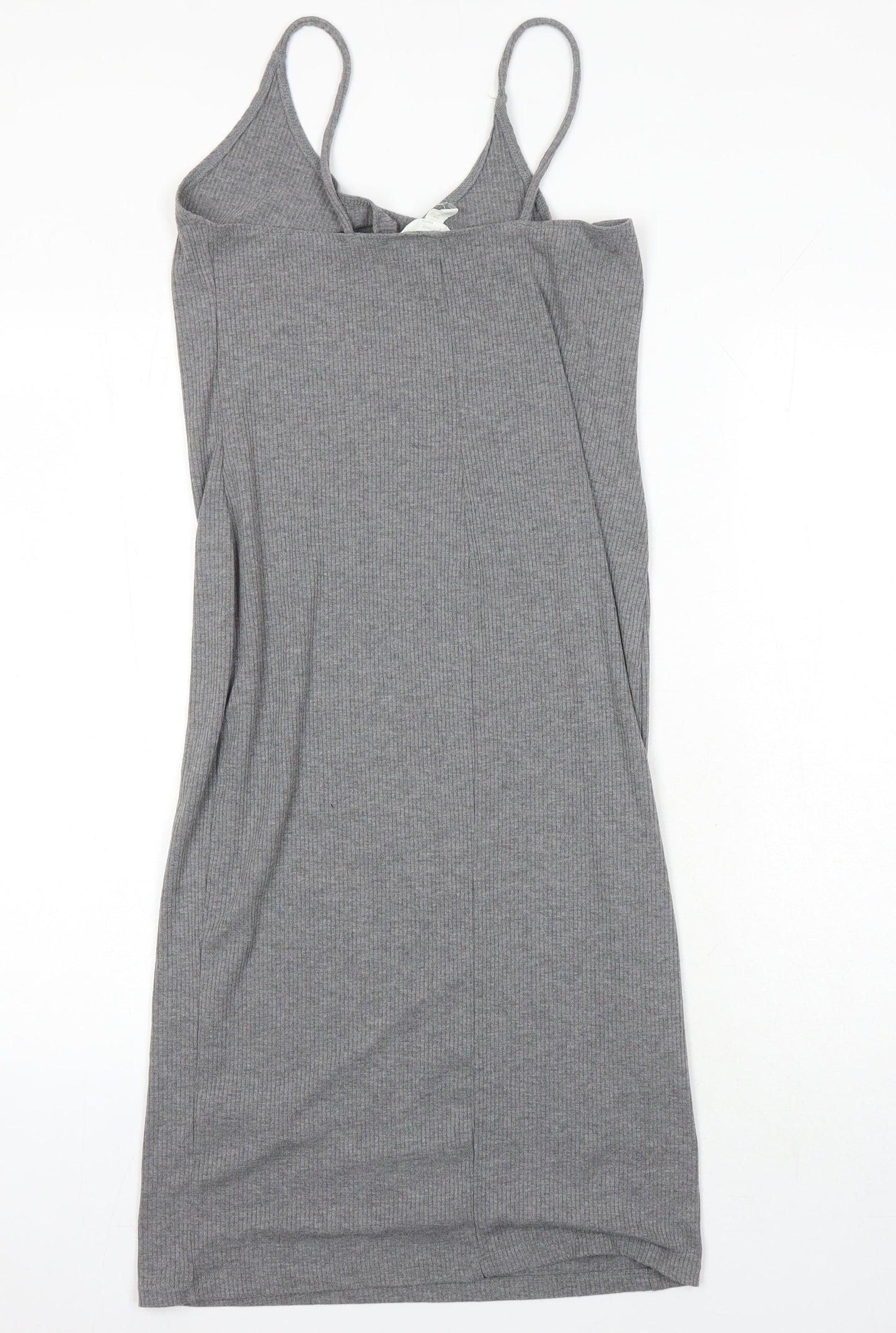 H&M Womens Grey Polyester T-Shirt Dress Size M Round Neck