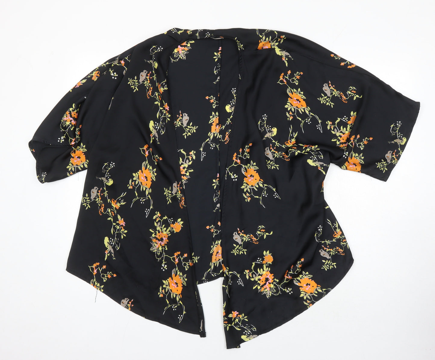 My X Side Womens Multicoloured Floral Polyester Kimono Blouse Size S V-Neck