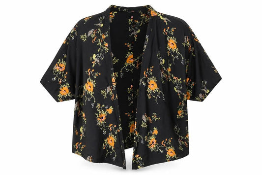 My X Side Womens Multicoloured Floral Polyester Kimono Blouse Size S V-Neck
