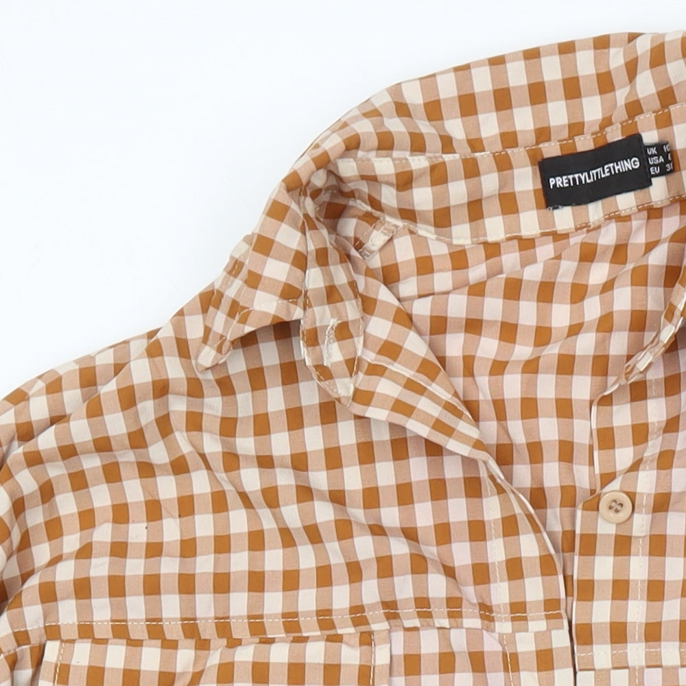 Womens UK Size 10 PRETTYLITTLETHING Multicoloured Basic Button-Up