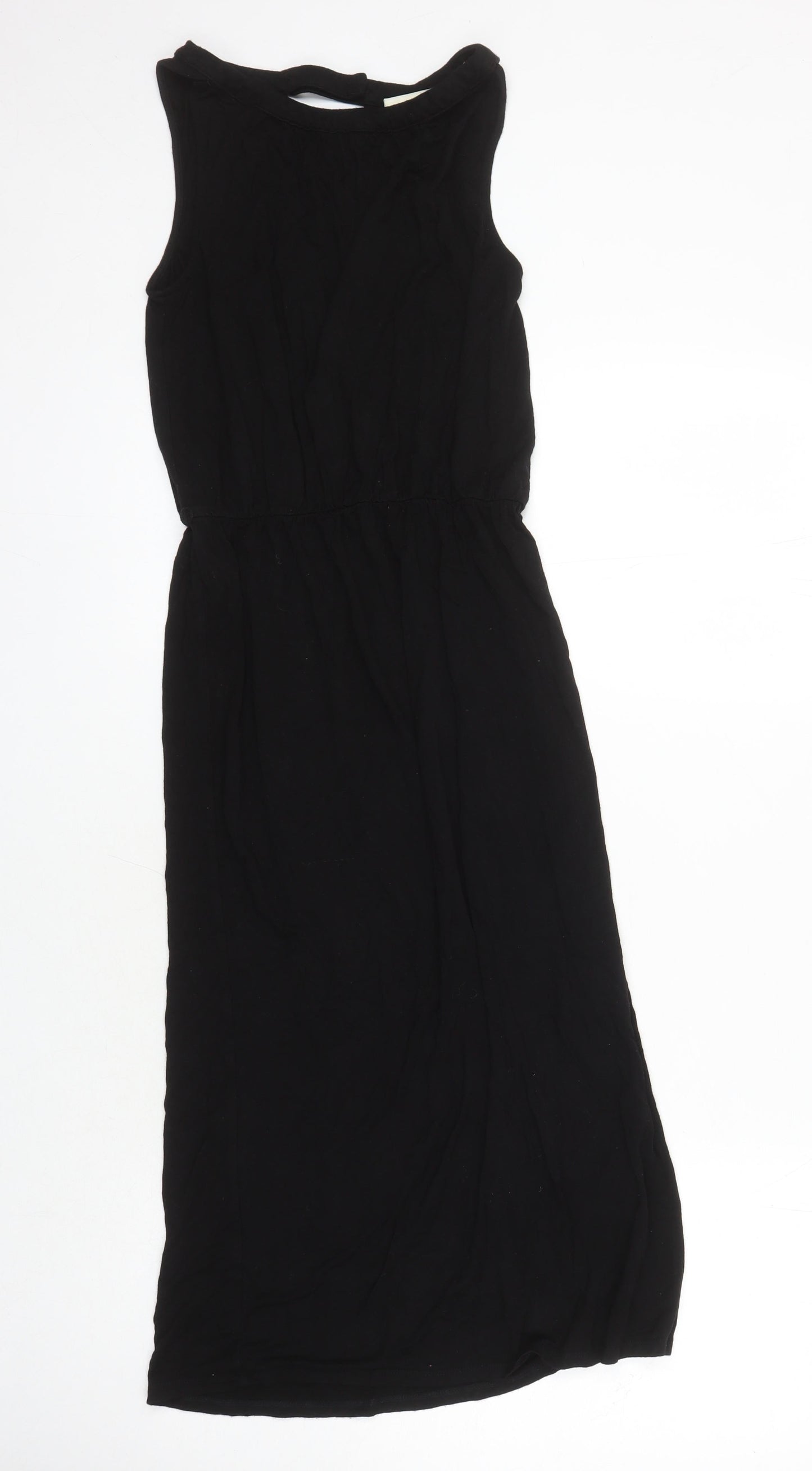 Oasis Womens Black Viscose T-Shirt Dress Size XS Boat Neck Button