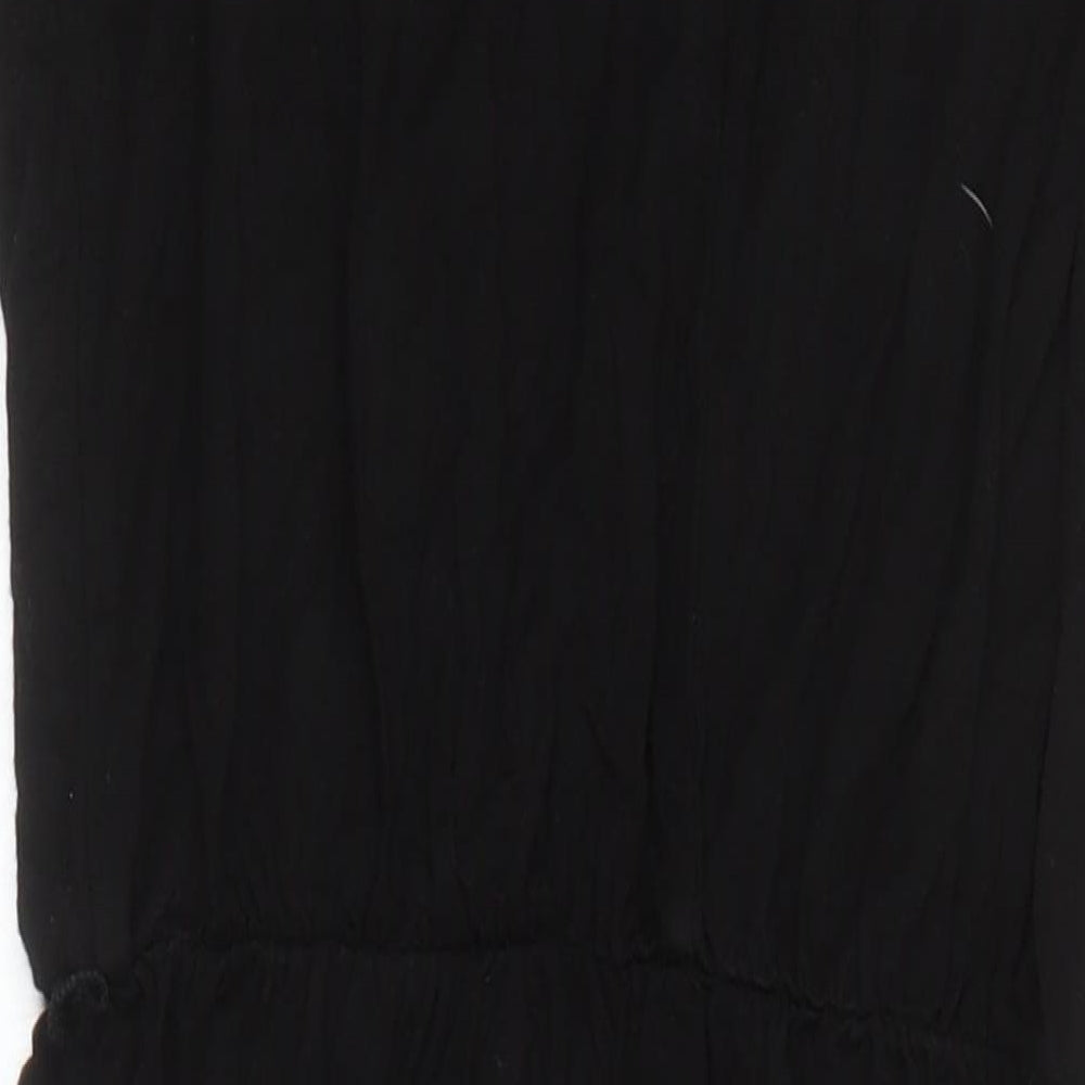 Oasis Womens Black Viscose T-Shirt Dress Size XS Boat Neck Button