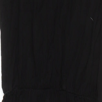 Oasis Womens Black Viscose T-Shirt Dress Size XS Boat Neck Button