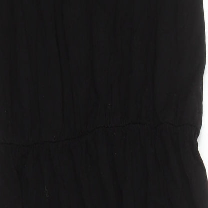 Oasis Womens Black Viscose T-Shirt Dress Size XS Boat Neck Button