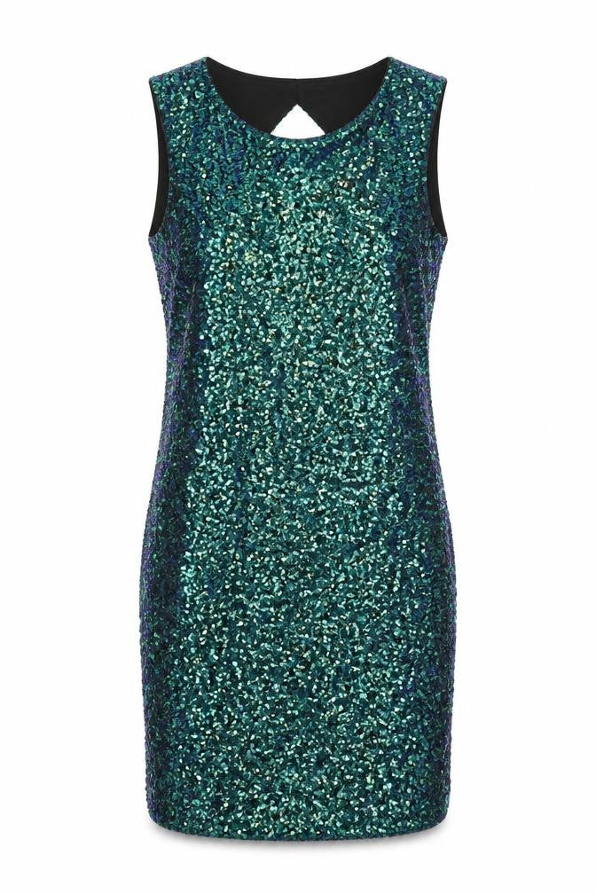 H&M Womens Multicoloured Houndstooth Polyester Shift Size 10 Round Neck - sequined with open back detail