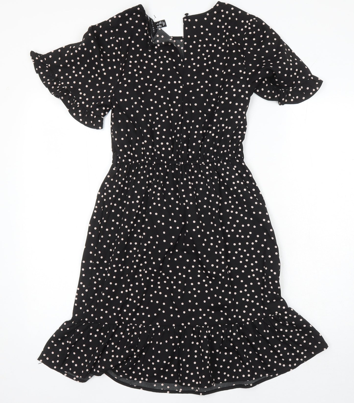 New Look Womens Multicoloured Polka Dot Polyester Fit & Flare Size 6 Round Neck