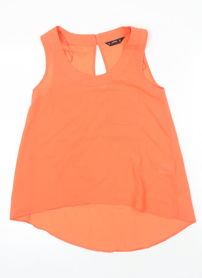 Miss Selfridge Womens Orange Polyester Tunic Blouse Size 4 Scoop Neck
