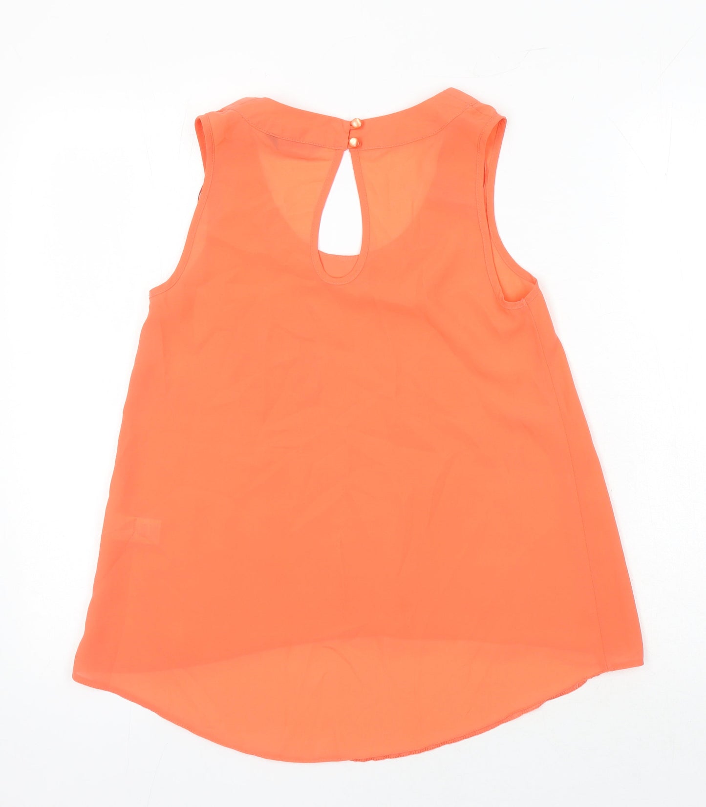 Miss Selfridge Womens Orange Polyester Tunic Blouse Size 4 Scoop Neck