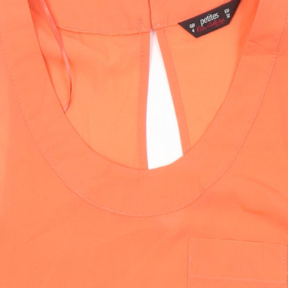 Miss Selfridge Womens Orange Polyester Tunic Blouse Size 4 Scoop Neck