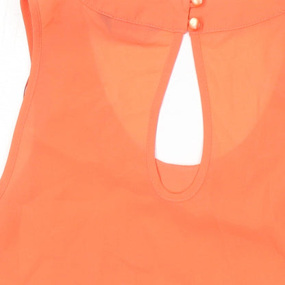 Miss Selfridge Womens Orange Polyester Tunic Blouse Size 4 Scoop Neck