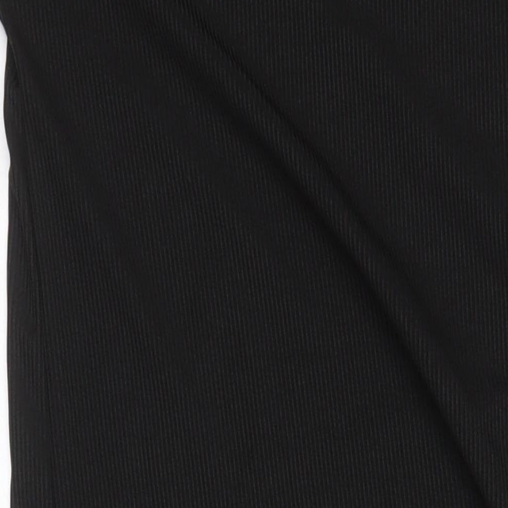 Boohoo Womens Black Houndstooth Polyester T-Shirt Dress Size 10 Round Neck - Side Split Detail