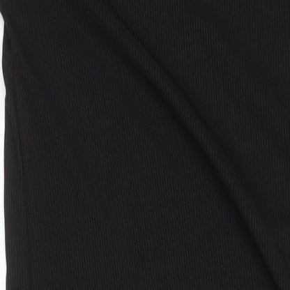 Boohoo Womens Black Houndstooth Polyester T-Shirt Dress Size 10 Round Neck - Side Split Detail