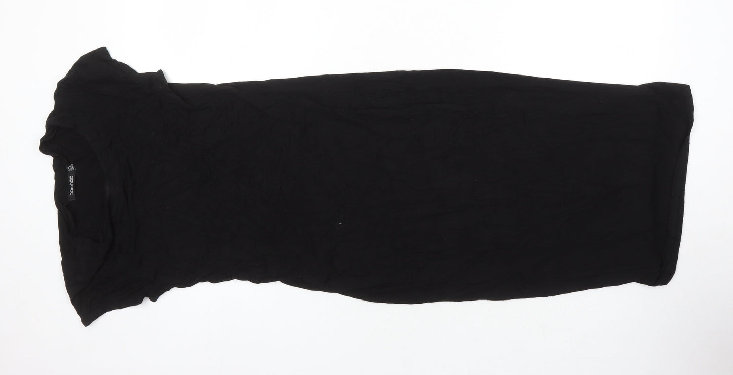 Boohoo Womens Black Viscose T-Shirt Dress Size 12 Round Neck