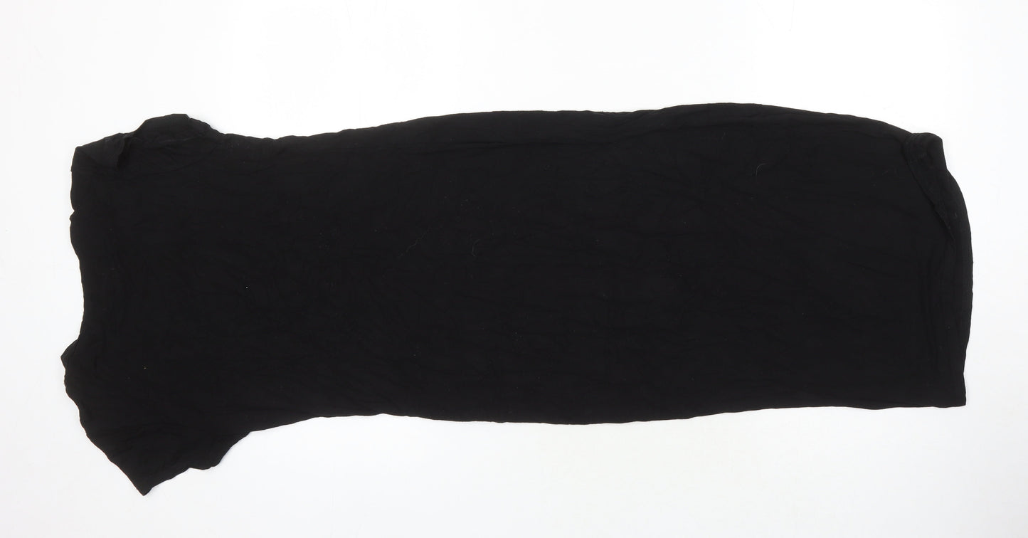 Boohoo Womens Black Viscose T-Shirt Dress Size 12 Round Neck