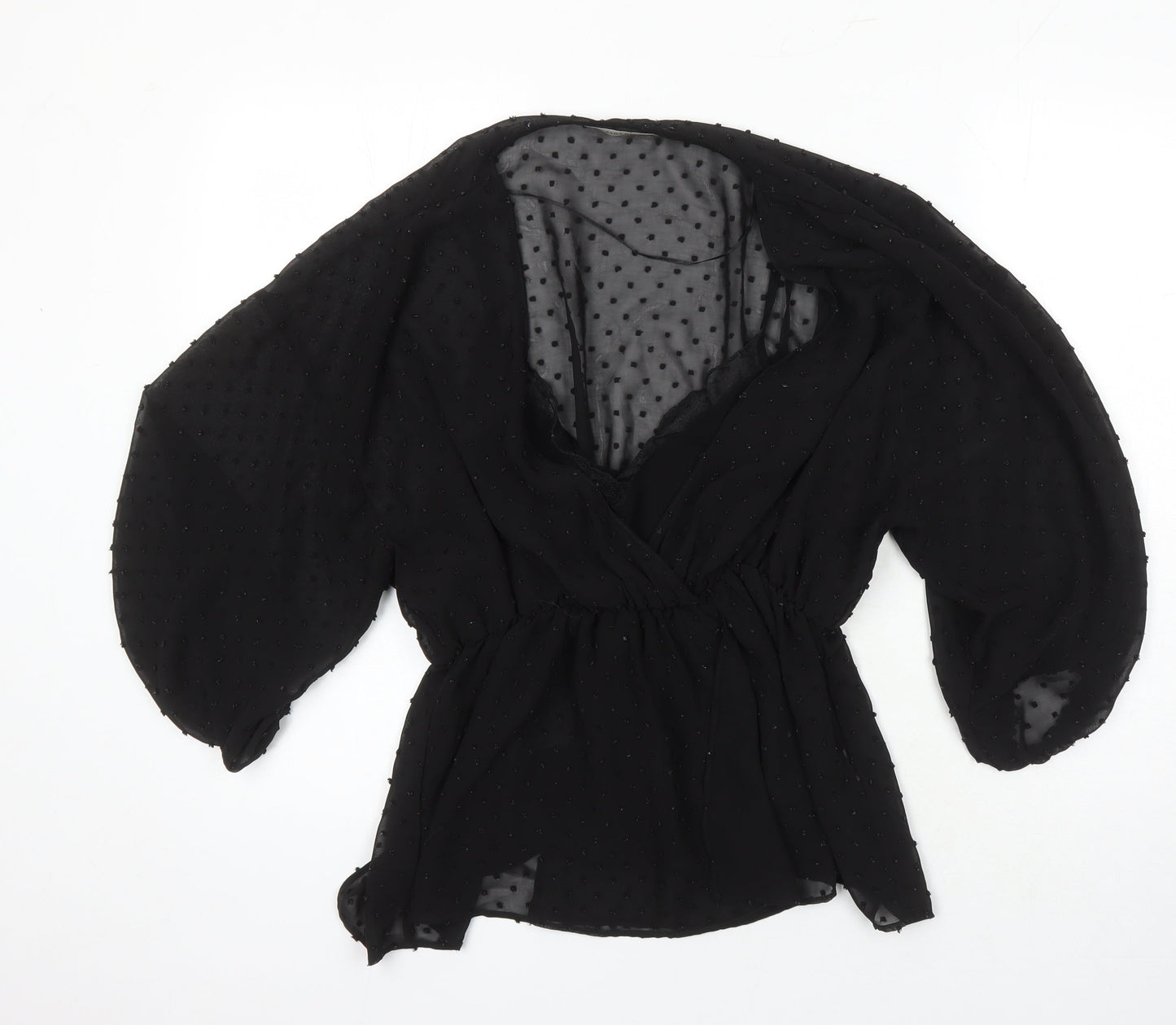 Womens UK Size M Zara Black Tunic Blouse