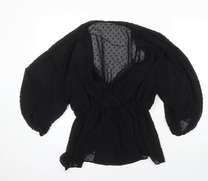Womens UK Size M Zara Black Tunic Blouse
