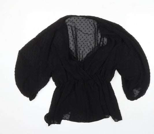 Womens UK Size M Zara Black Tunic Blouse