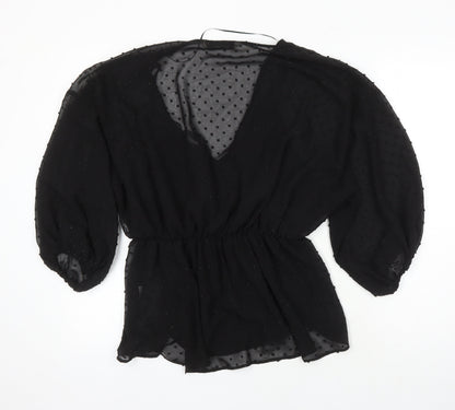 Womens UK Size M Zara Black Tunic Blouse
