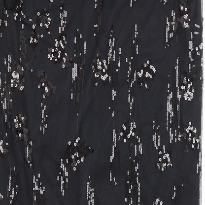 M&S Womens Black Polyester Straight & Pencil Skirt Size 8 - Elastic Waist