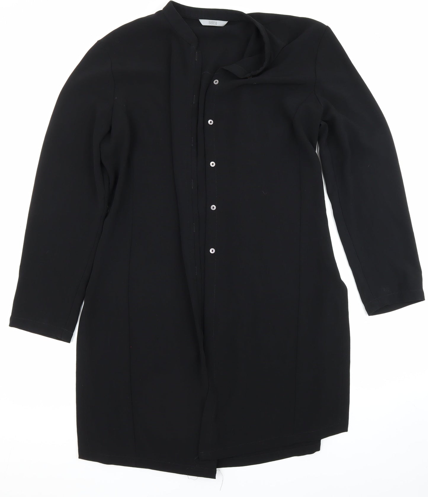 Womens UK Size 14 Marks and Spencer Black Basic Button-Up