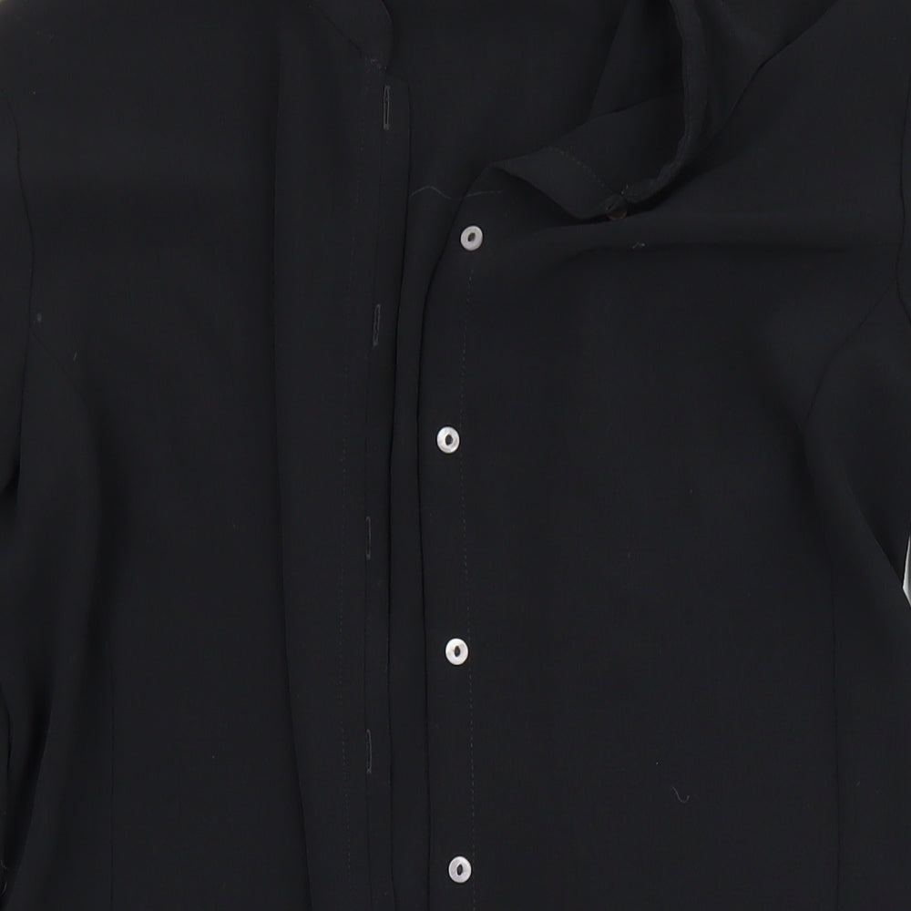 Womens UK Size 14 Marks and Spencer Black Basic Button-Up