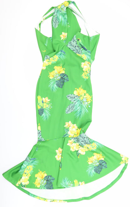True Violet Womens Multicoloured Floral Polyester Fit & Flare Size 8 V-Neck - backless