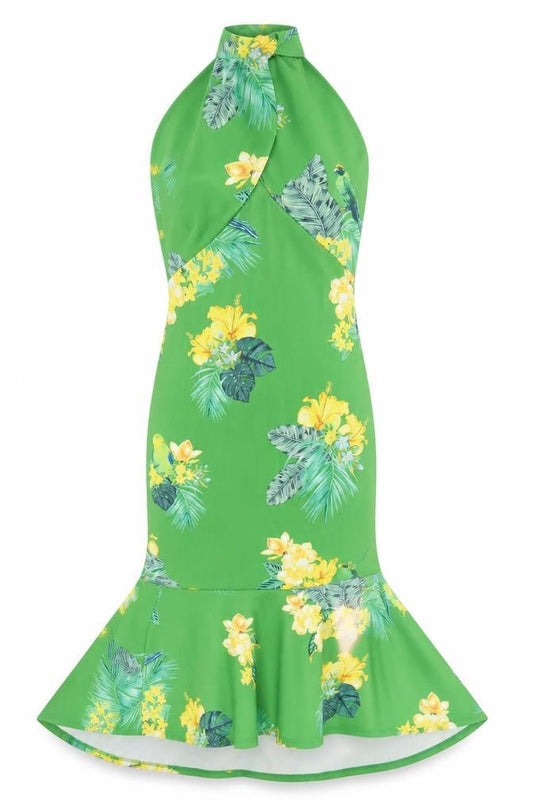 True Violet Womens Multicoloured Floral Polyester Fit & Flare Size 8 V-Neck - backless