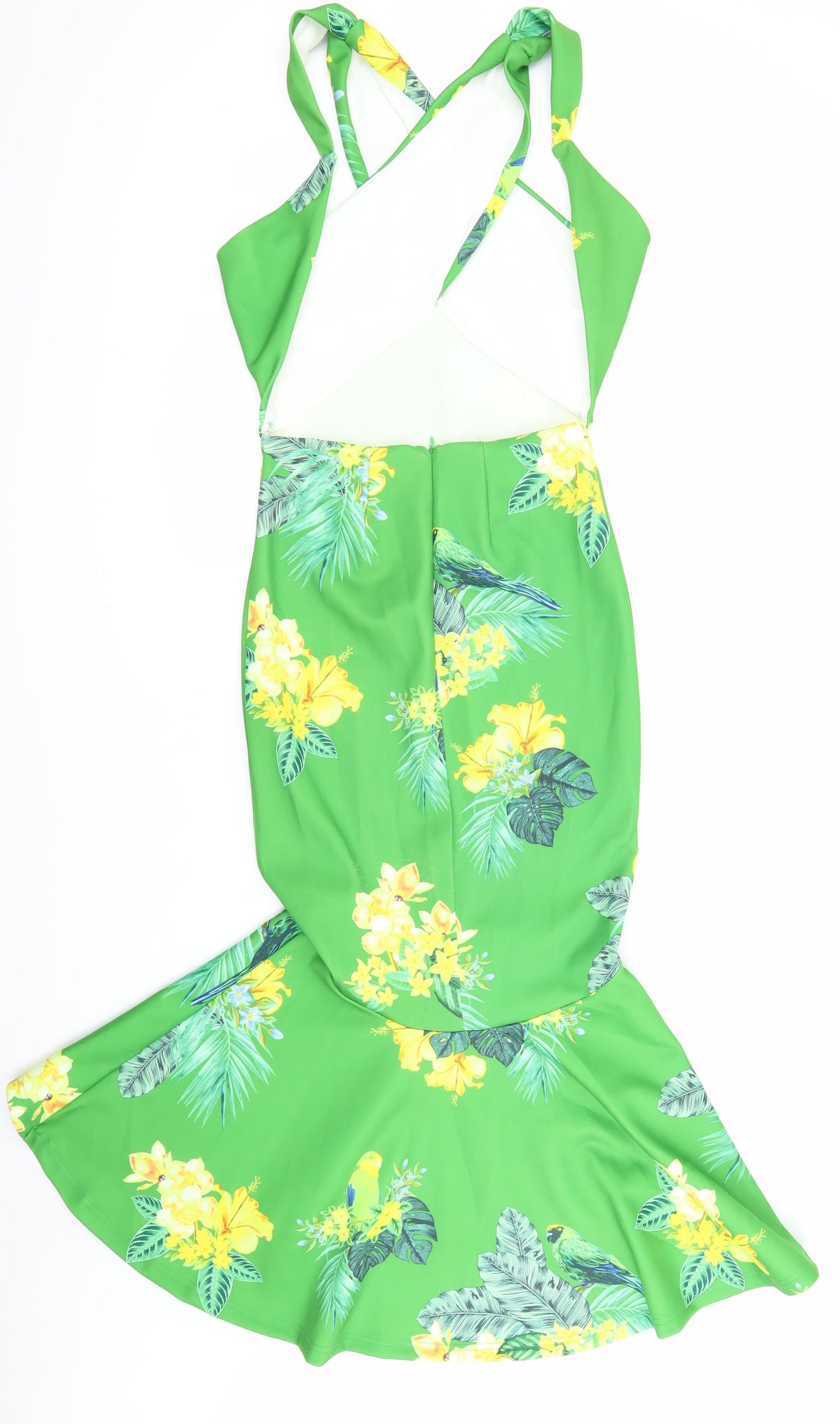 True Violet Womens Multicoloured Floral Polyester Fit & Flare Size 8 V-Neck - backless