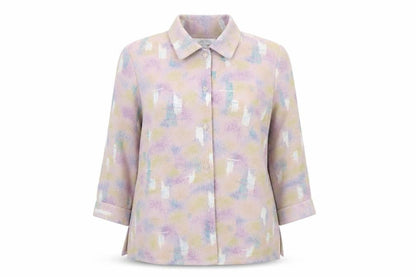 Moka Giene Womens Multicoloured Geometric Polyester Blend Basic Blouse Size M Collared